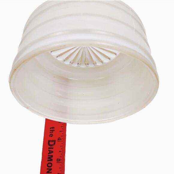 Vintage Ribbed Frosted White Clear Glass Ceiling Light Shade Drum Flush Mount 6" - Picture 8 of 9